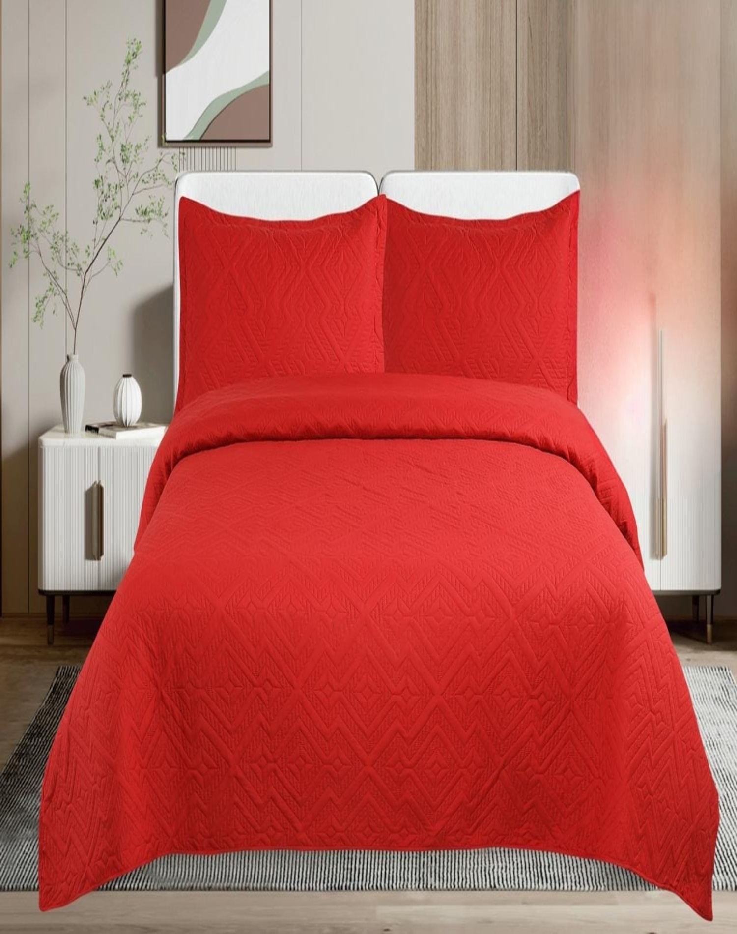 CUBRECAMA KING ROJO QUILT VERANO FRESCO Y SUAVE E4 - 3