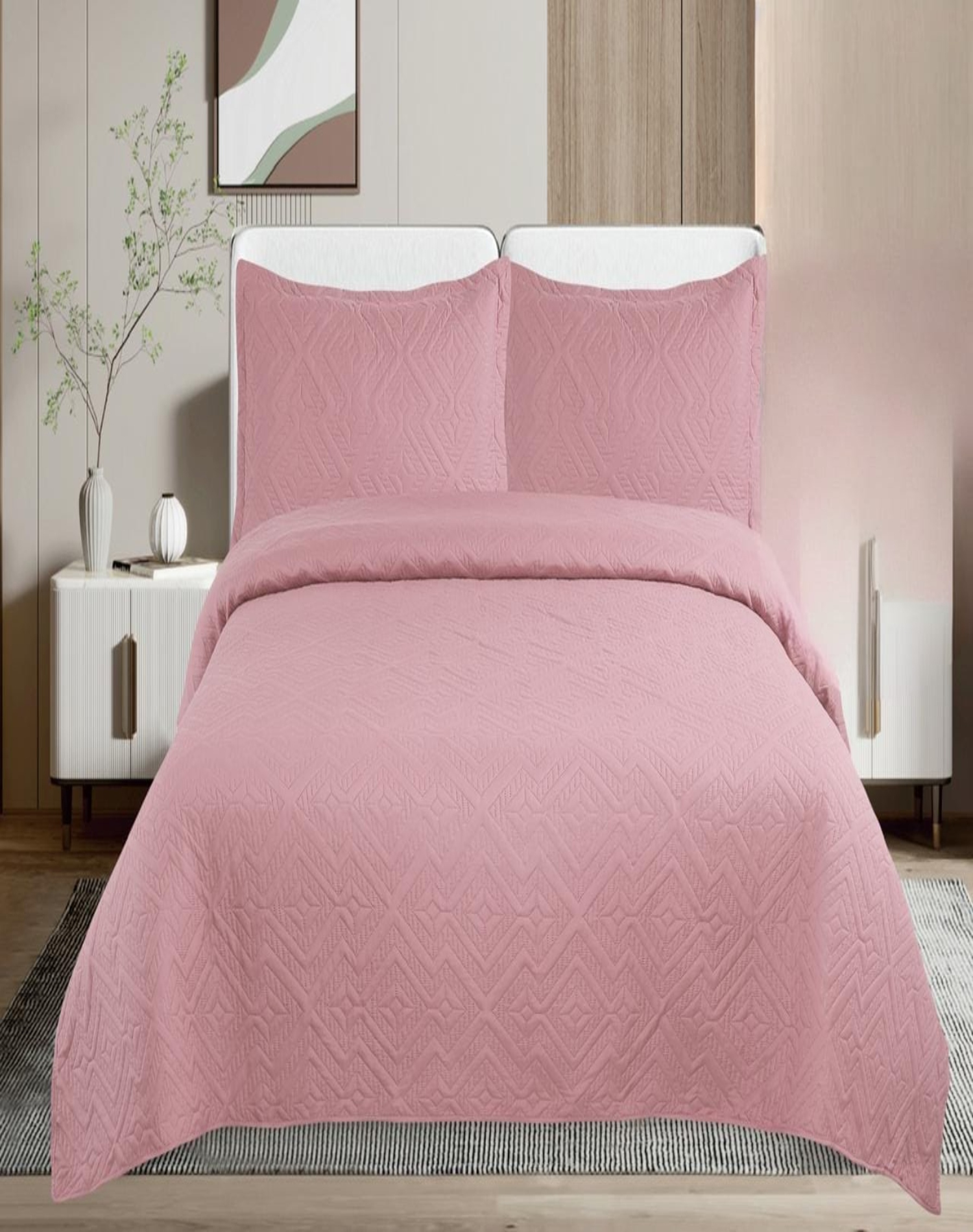 CUBRECAMA KING ROSA QUILT VERANO FRESCO Y SUAVE E3 - 3