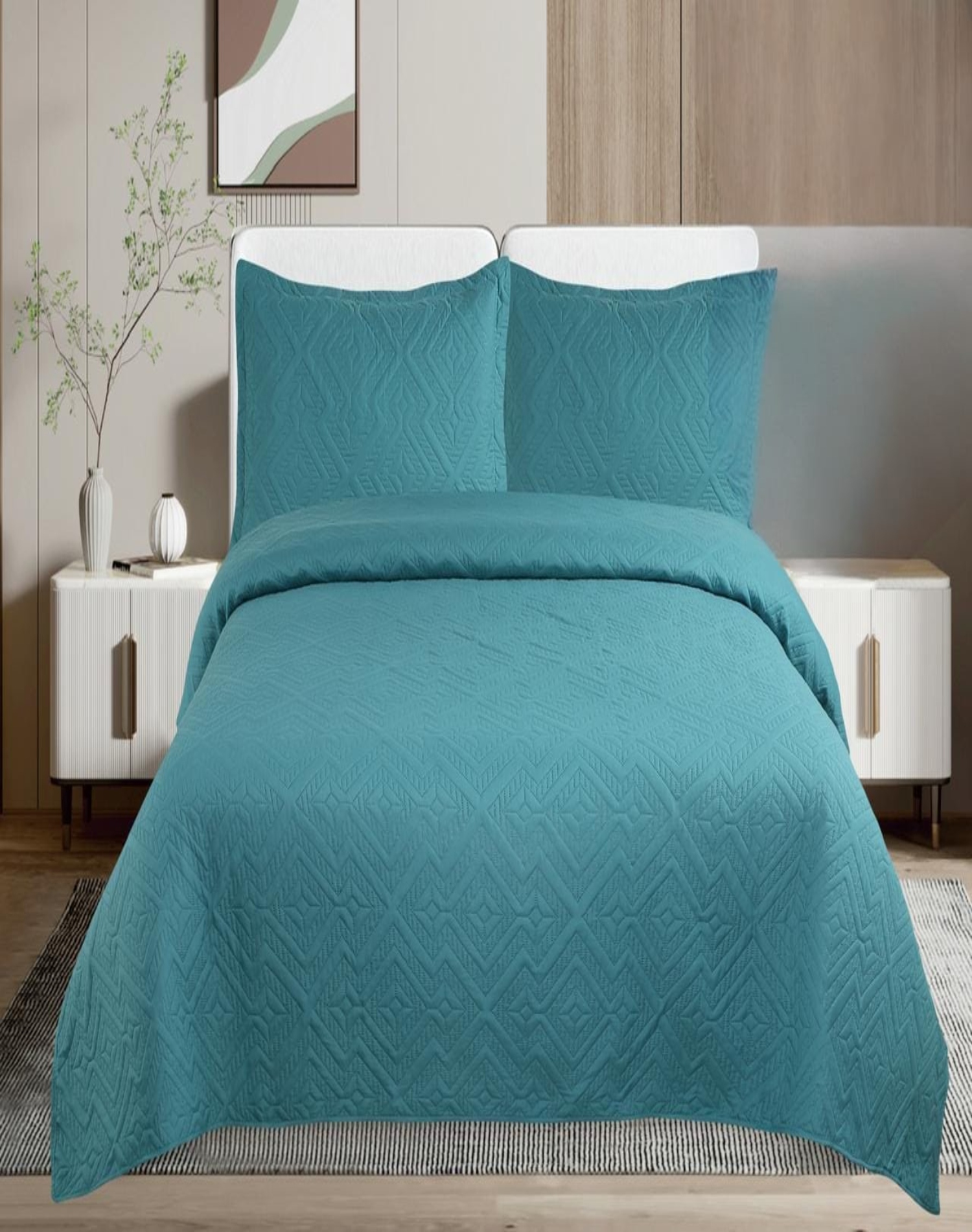 CUBRECAMA KING TURQUESA QUILT VERANO FRESCO Y SUAVE E1 - 3