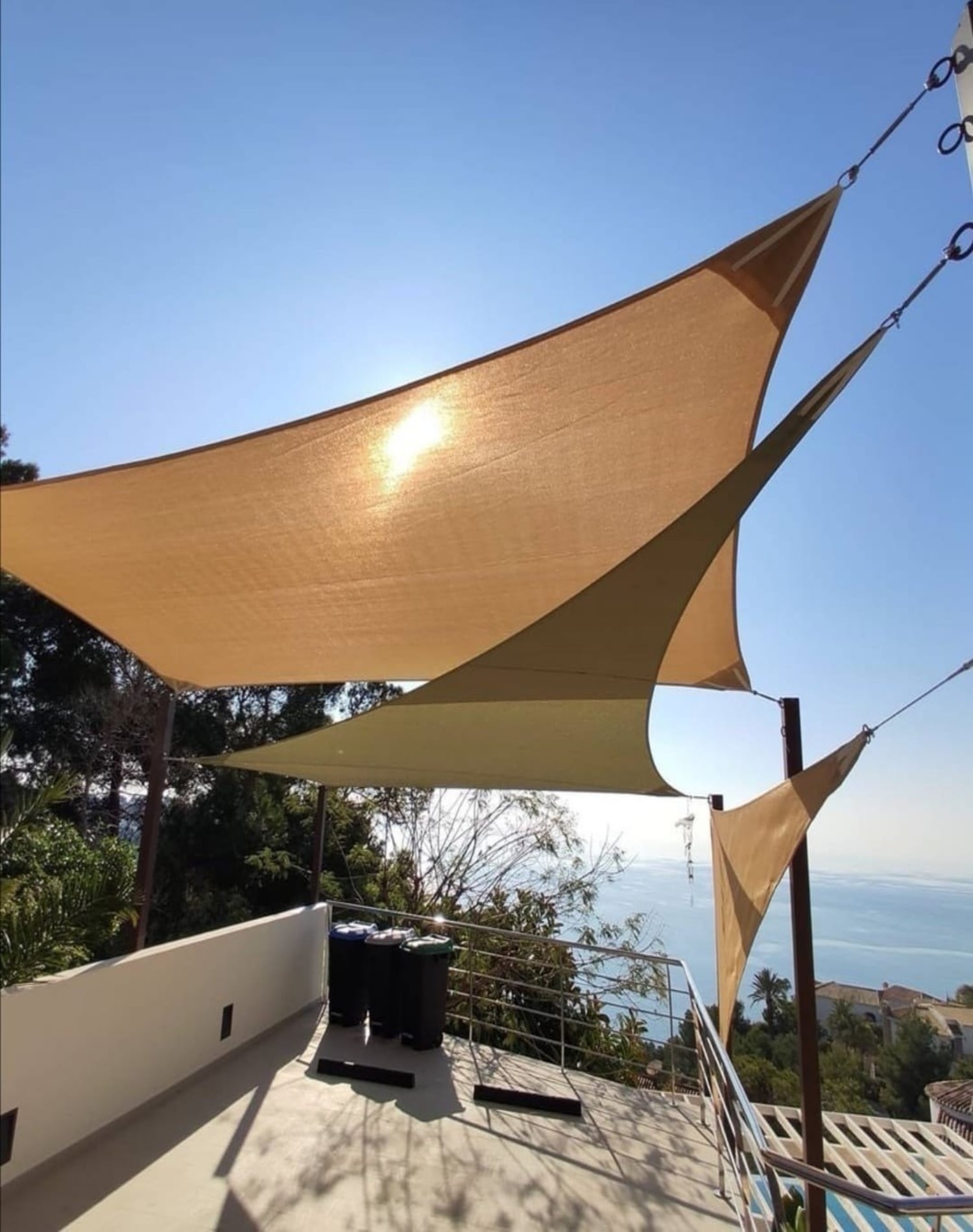 TOLDO VELA SOMBRA 5X5M RESISTENTE MALLA JARDÍN - 3