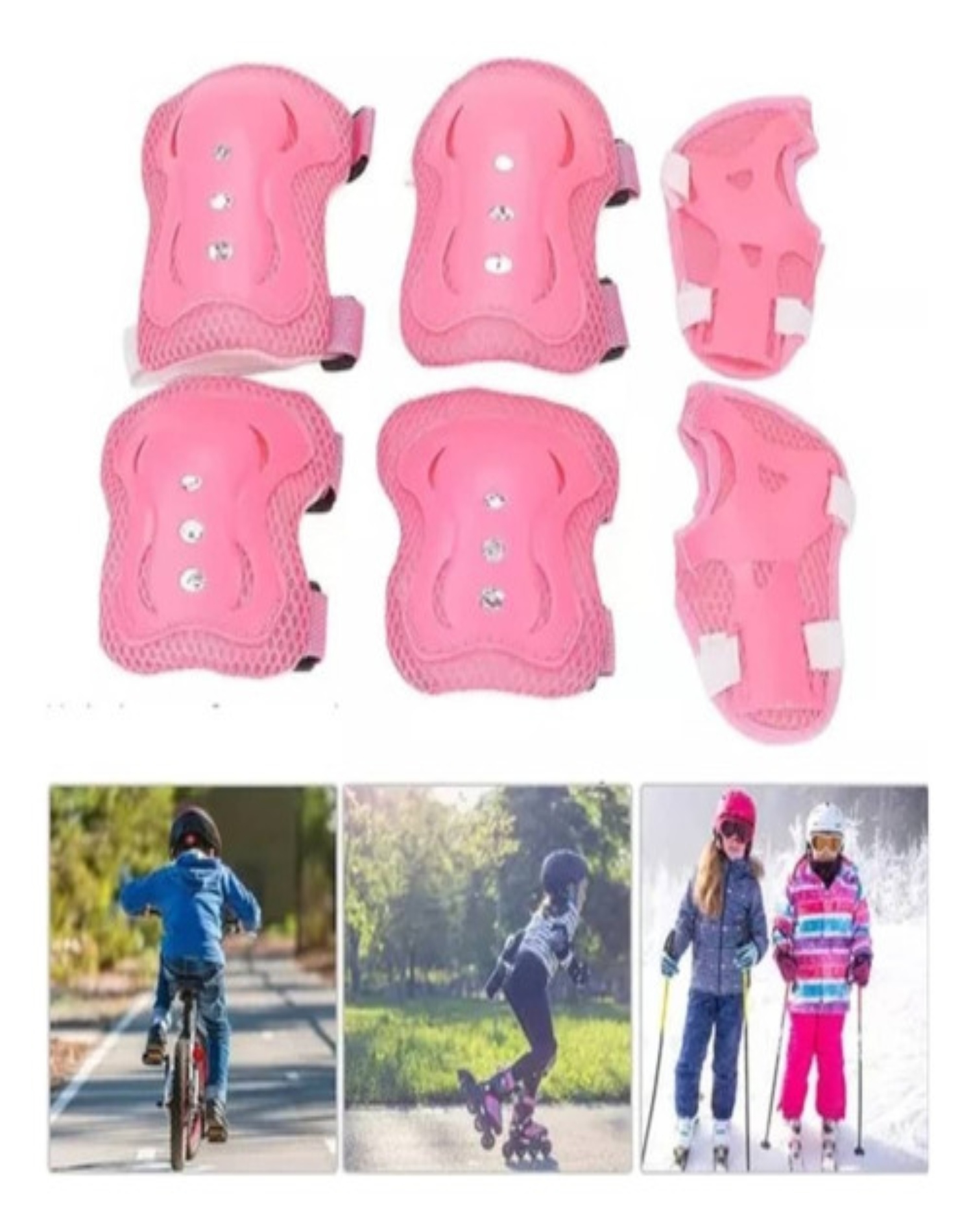 PROTECCIÓN SEGURIDAD NIÑA PATINES ROSADO KIT COMPLETO - 4