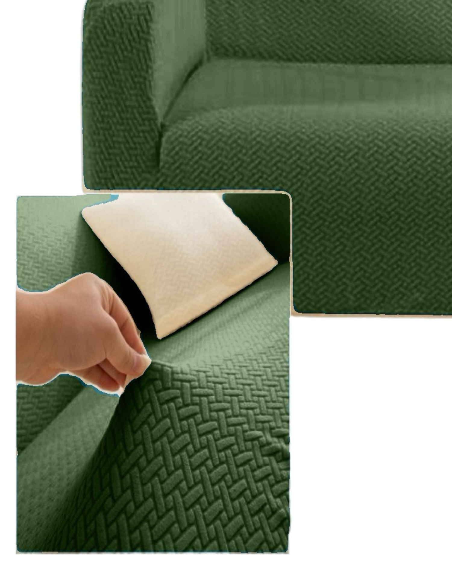 FUNDA SOFÁ 3+1+1 TEXTURIZADAS AJUSTE PERFECTO 5N4 VERDE - 2