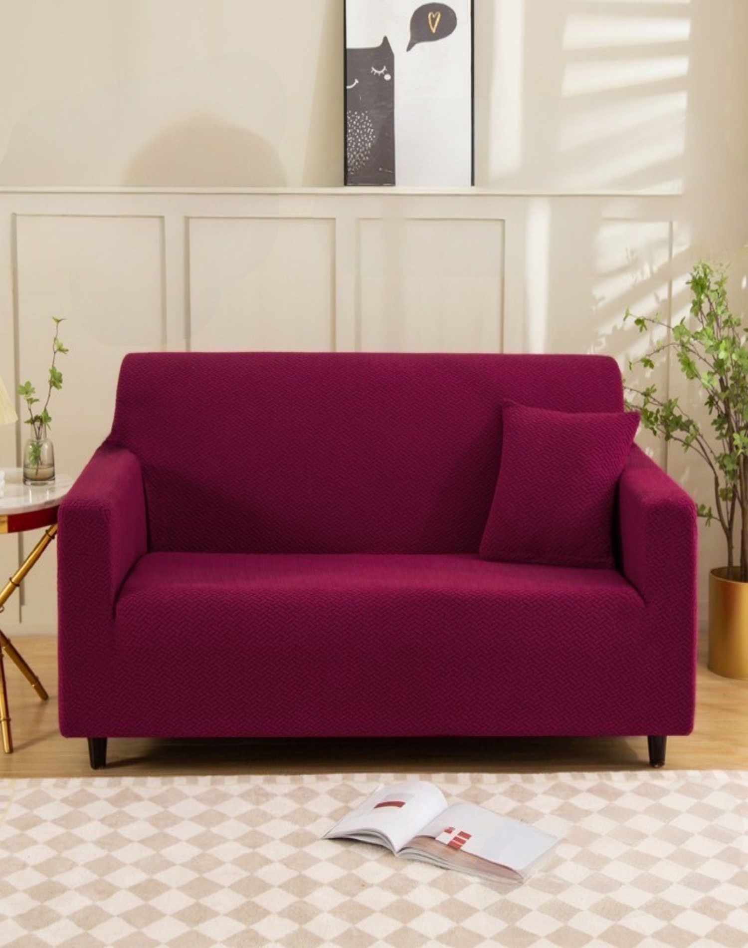 FUNDA TEXTURIZADA SOFÁ 3 CUERPOS LAVABLE 5N8 MORADO - 3