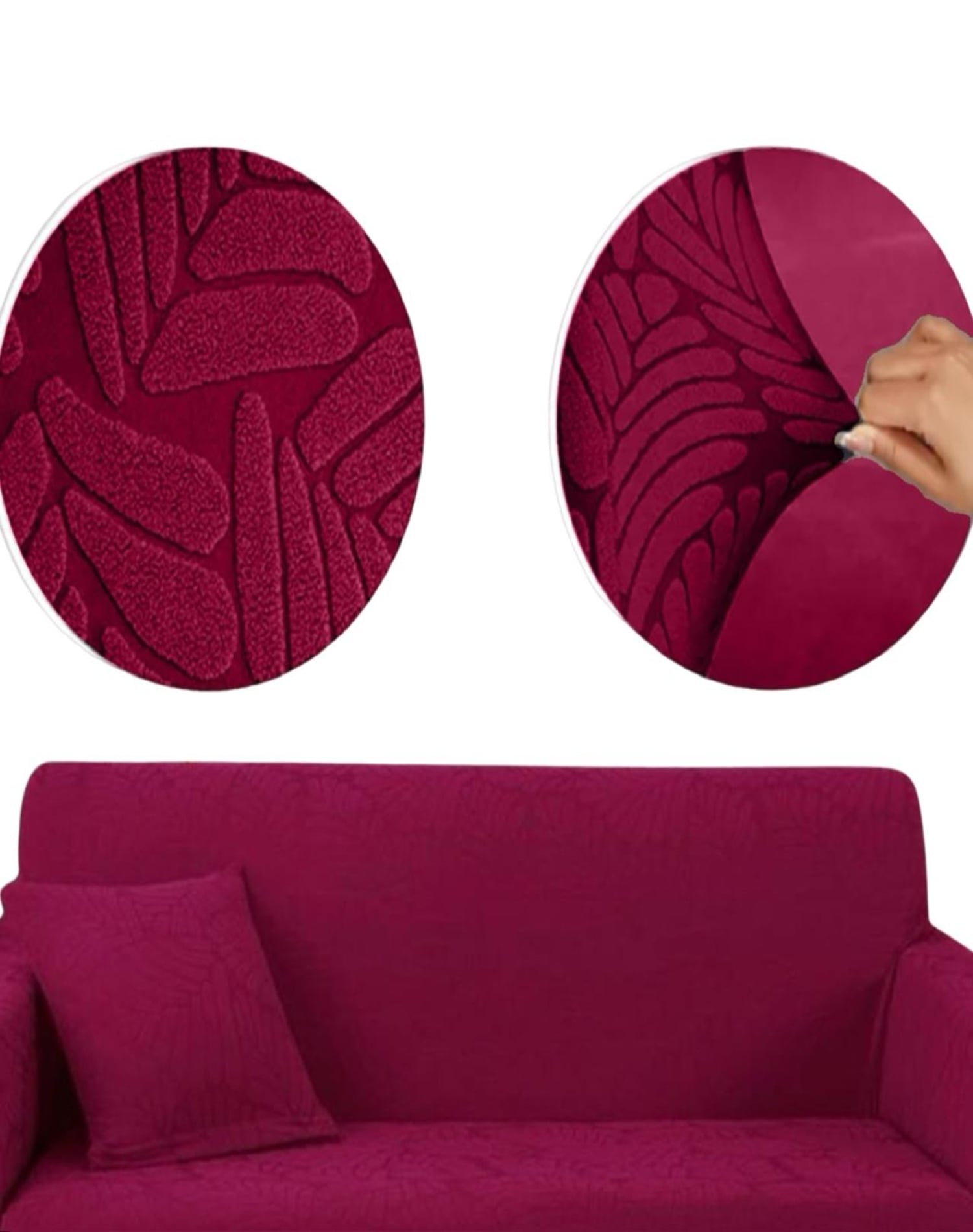 FUNDA SOFÁ 3 CUERPOS TEXTURIZADA AJUSTABLE 6N6 BURDEO - 2