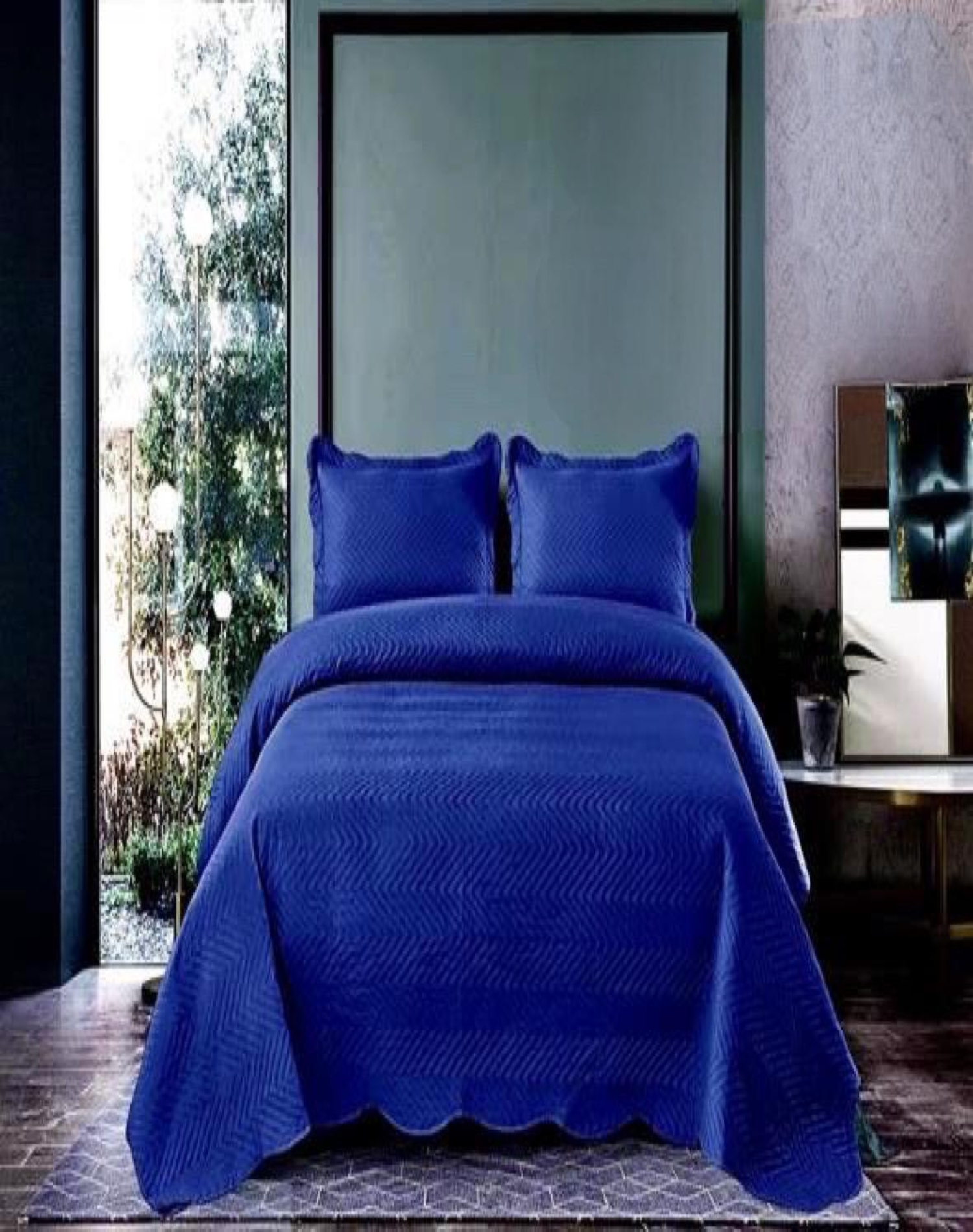 QUILT 2 PLAZAS AZUL VERANO +2 FUNDAS SUAVE 13N01 - 3