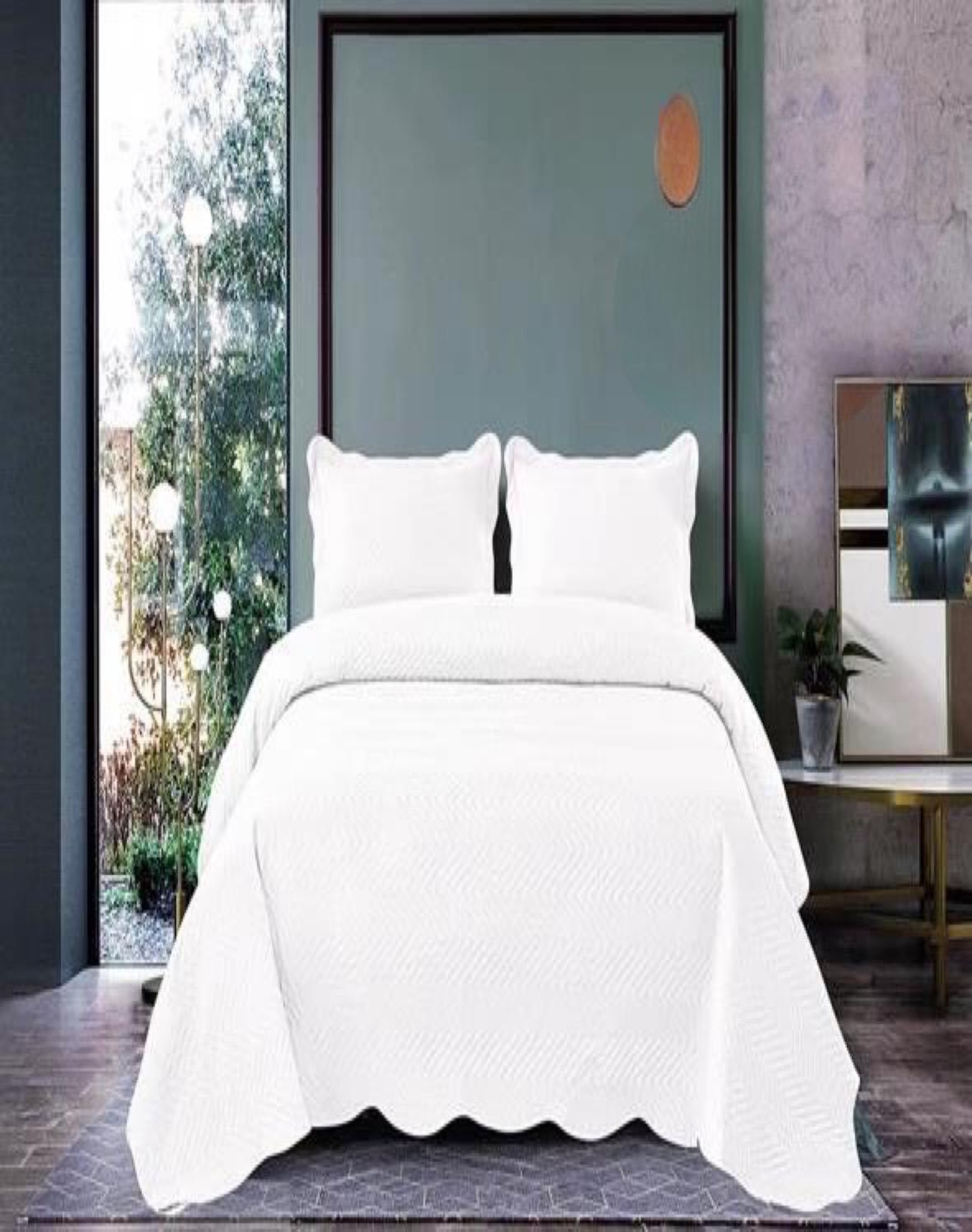 QUILT 2 PLAZAS BLANCO VERANO +2 FUNDAS SUAVE 13N02 - 3