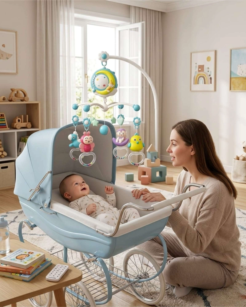 MÓVIL CUNA BEBÉ MUSICAL CON CONTROL Y LUZ 21N11 AZUL - 3