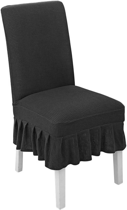 FUNDA SET 6 SILLA CUADRILLE CON FALDON NEGRO - 2