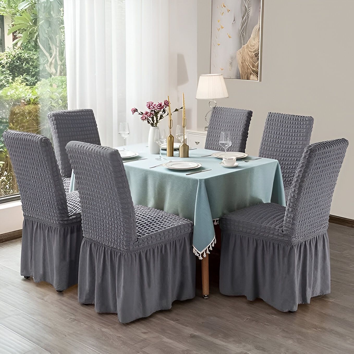 FUNDA SET 6 SILLA TURCAS GRIS - 1