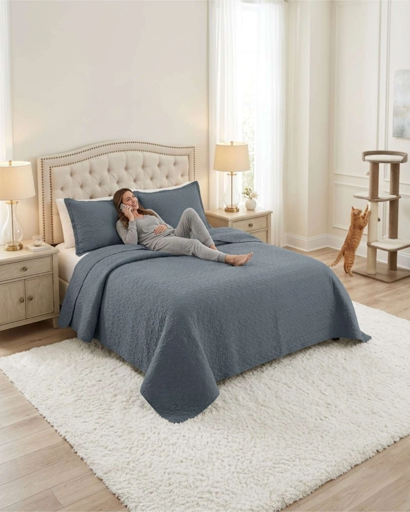 CUBRECAMA 2 PLAZAS ALGODÓN MULTICOLOR QUILT VERANO - 1