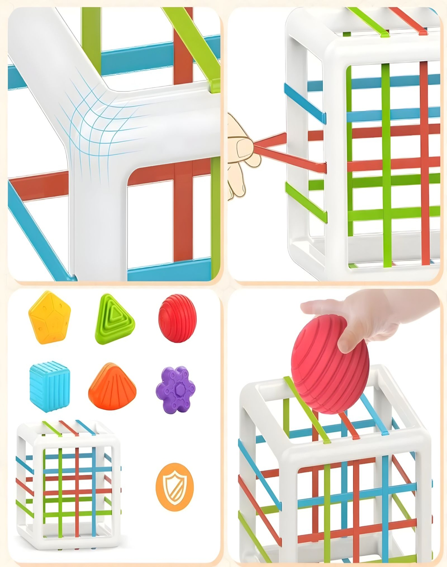 JUEGO DIDACTICO CUBO CON MALLA SENSORIAL HUANGER 28N4 - 5