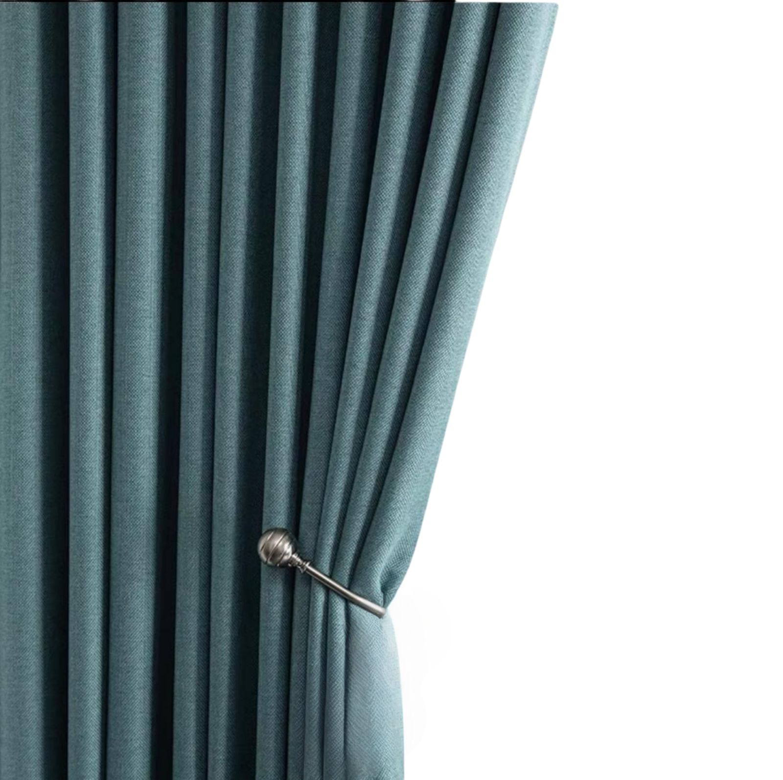 SET CORTINAS 2 PAÑOS ENGOMADAS TEXTURIZADA 140X220 TURQUESA - 3