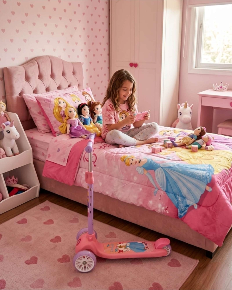 SCOOTER INFANTIL AJUSTABLE CON 3 RUEDAS DE LUCES LED ROSADO - 4