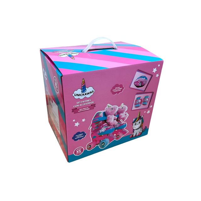 SET PATIN 4 RUEDAS UNICKAWAII C/ACCESORIOS PELUCHE TALLA XS 27-30 - 4