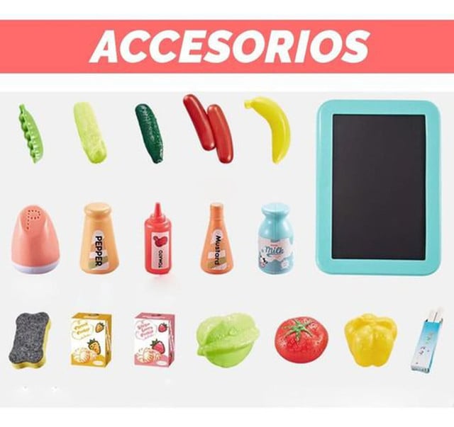 JUGUETE SET COCINA CON LUZ SONIDO ROSADO INFANTIL 63CM - 3