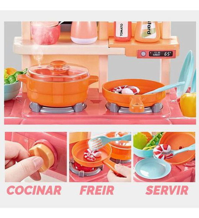 JUGUETE SET COCINA CON LUZ SONIDO ROSADO INFANTIL 63CM - 4