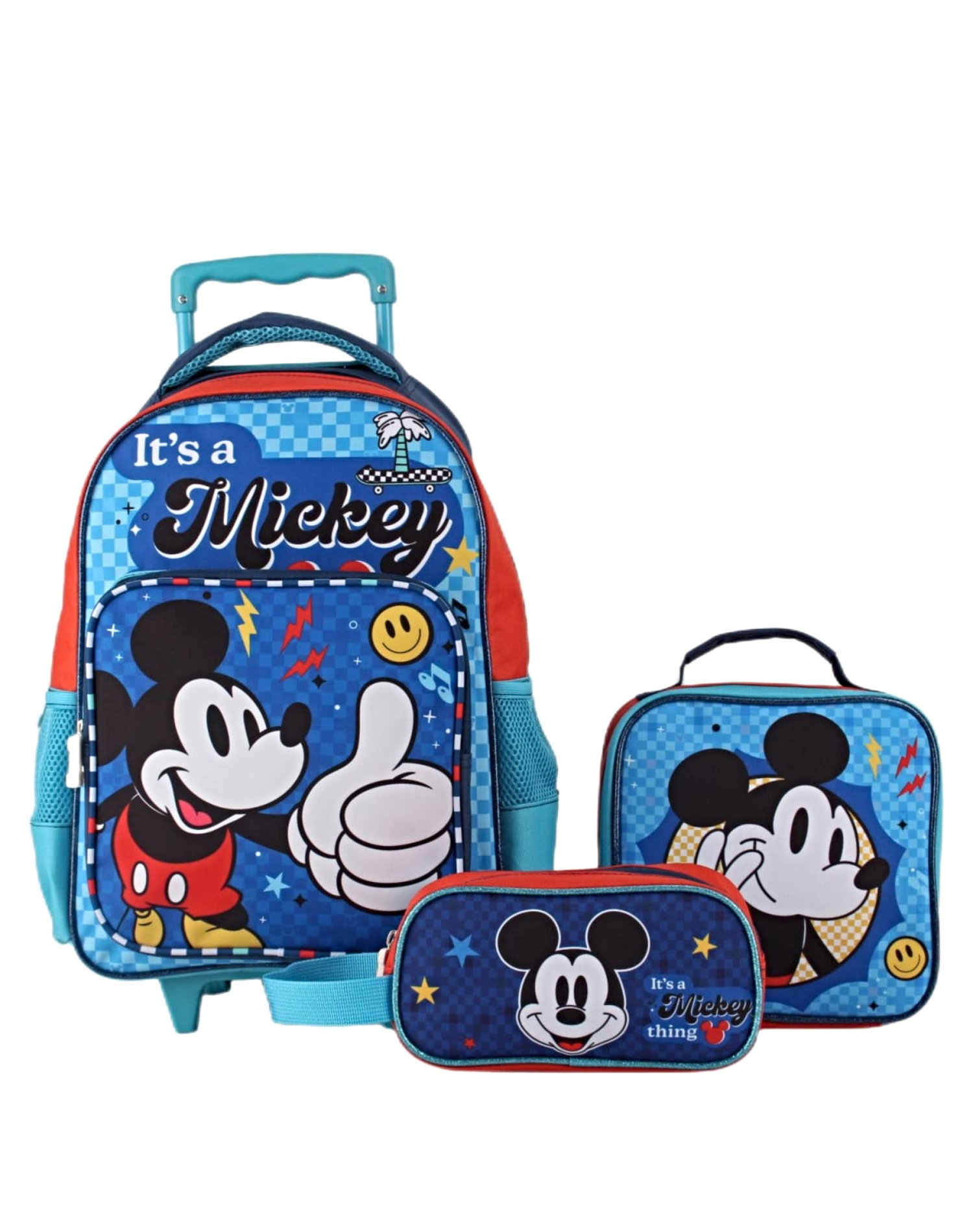 MOCHILA ESCOLAR CON RUEDAS INFANTIL MAS ESTUCHE Y LONCHERA - 1