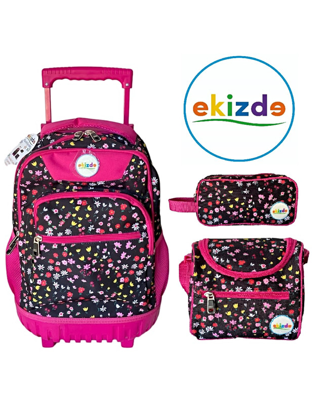 PACK MOCHILA ESCOLAR 3 PCSZ EQUIZDE FLOWERS - 1