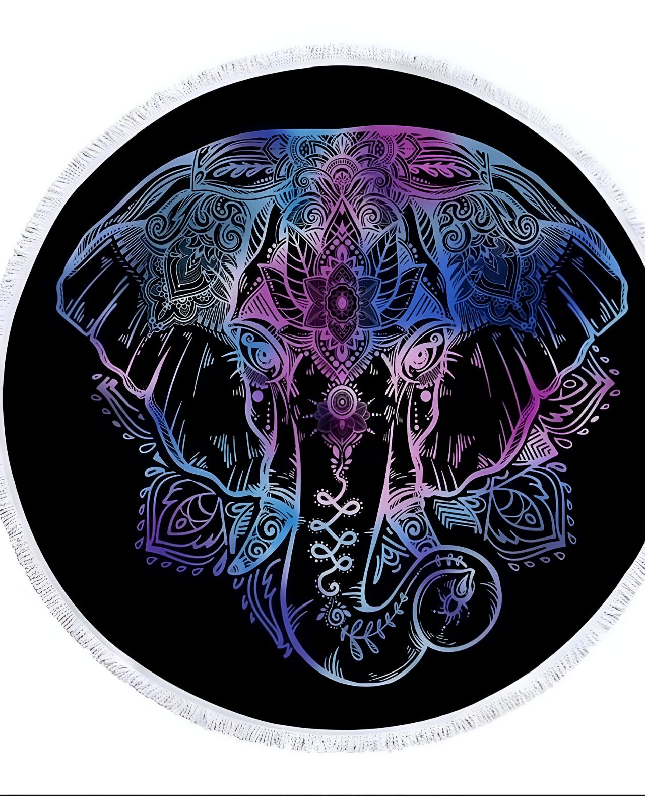 TOALLA MANTA REDONDA PLAYERA CON DISEÑO ELEFANTE - 2