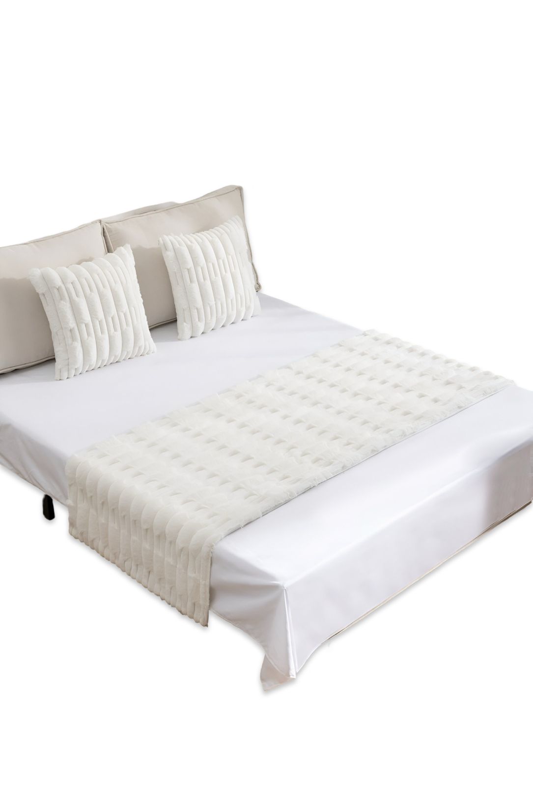JUEGO DE PIECERA DE CAMA MAS 2 COJIN CON FUNDAS MODELO BAMBÚ BLANCO - 3