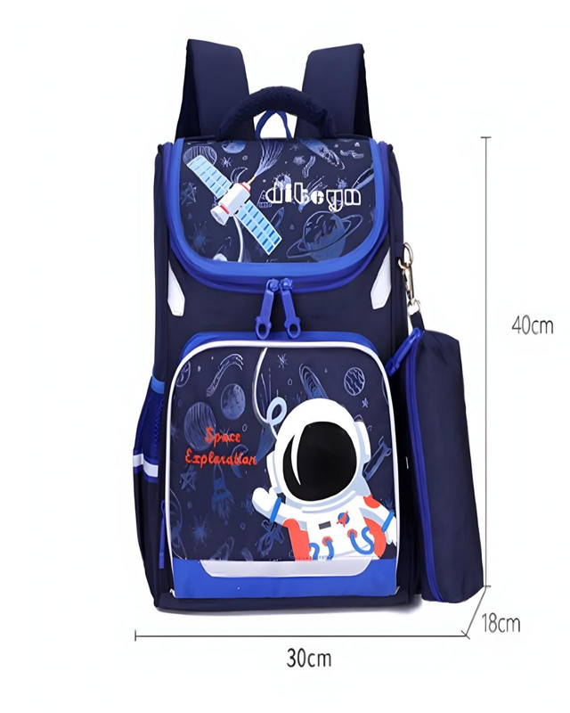 MOCHILA ESCOLAR CON RUEDAS PARA NIÑOS BOLSO AZUL CON AMARILLO - 2