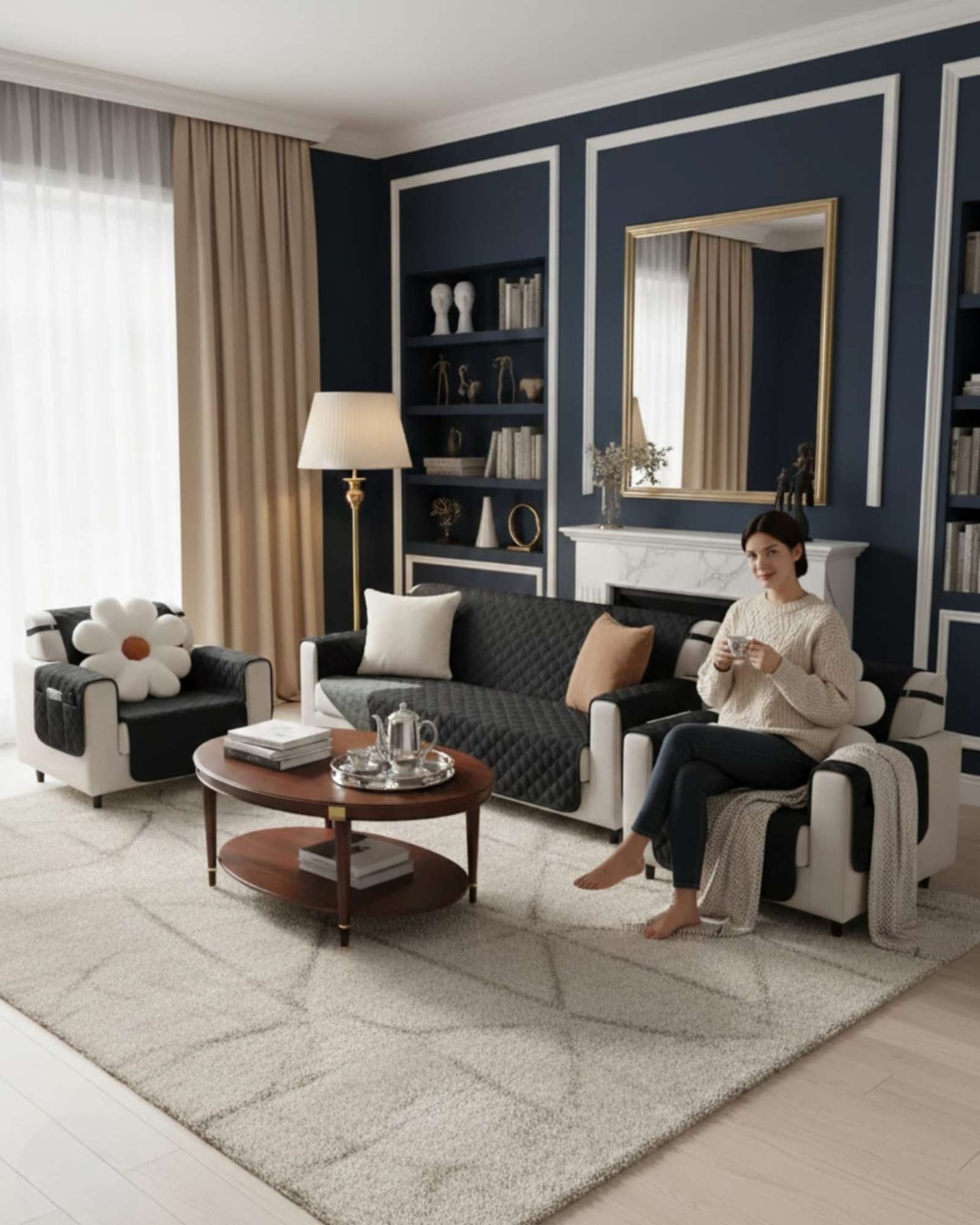 CUBRE SILLON REVERSIBLES CON BOLSAS SEST DE 3 PIEZAS 3+1+1 - 2
