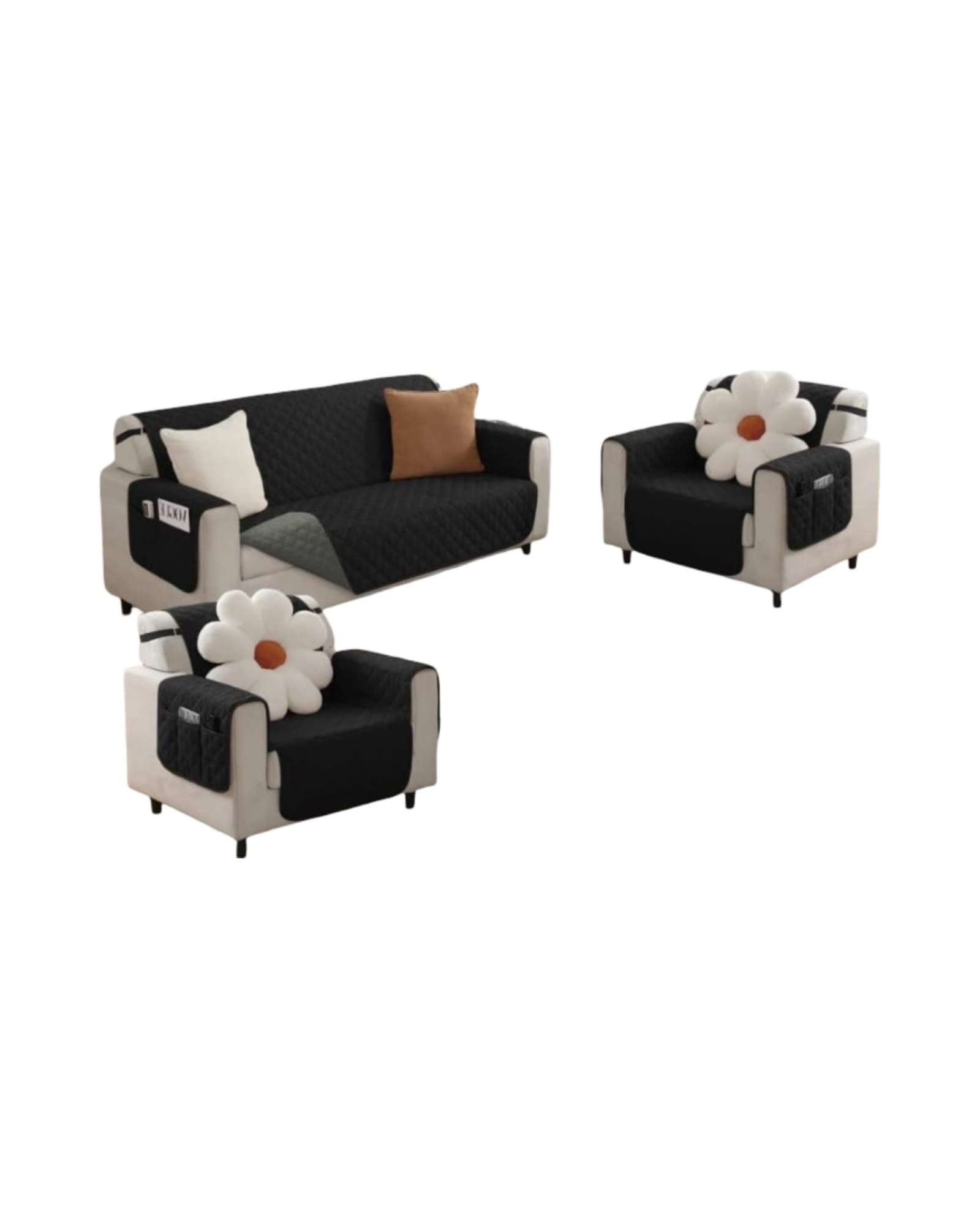 CUBRE SILLON REVERSIBLES CON BOLSAS SEST DE 3 PIEZAS 3+1+1 - 3