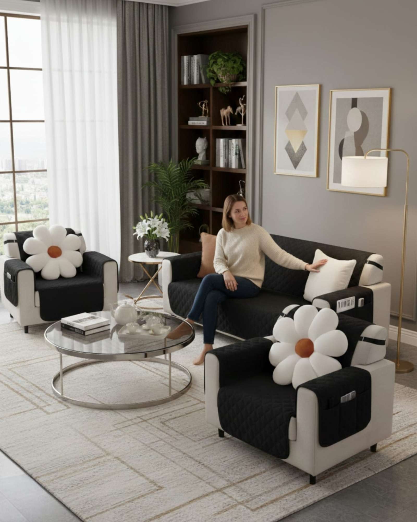 CUBRE SILLON REVERSIBLES CON BOLSAS SEST DE 3 PIEZAS 3+1+1 - 5