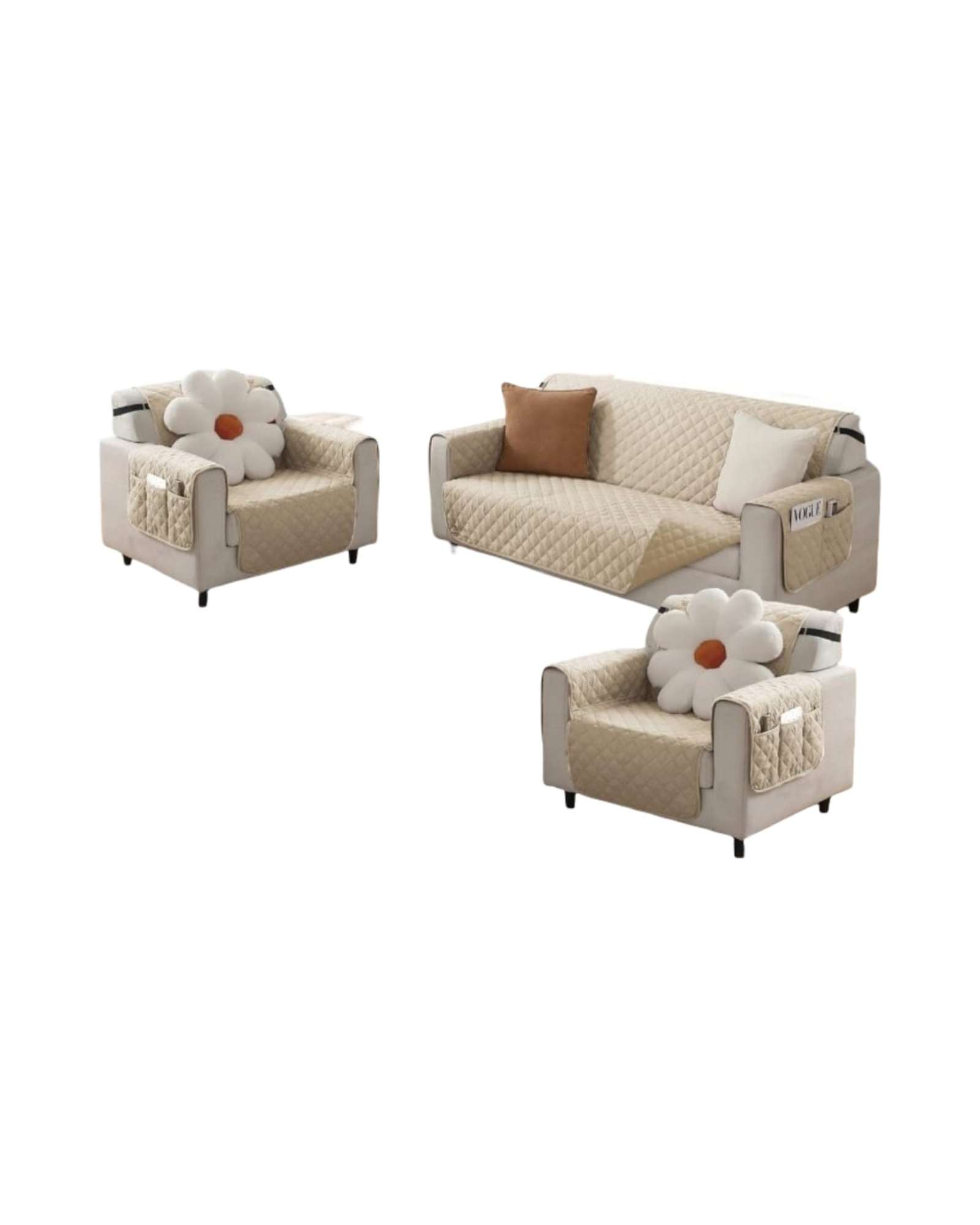 CUBRE SILLON REVERSIBLES CON BOLSAS SEST DE 3 PIEZAS 3+1+1 - 3
