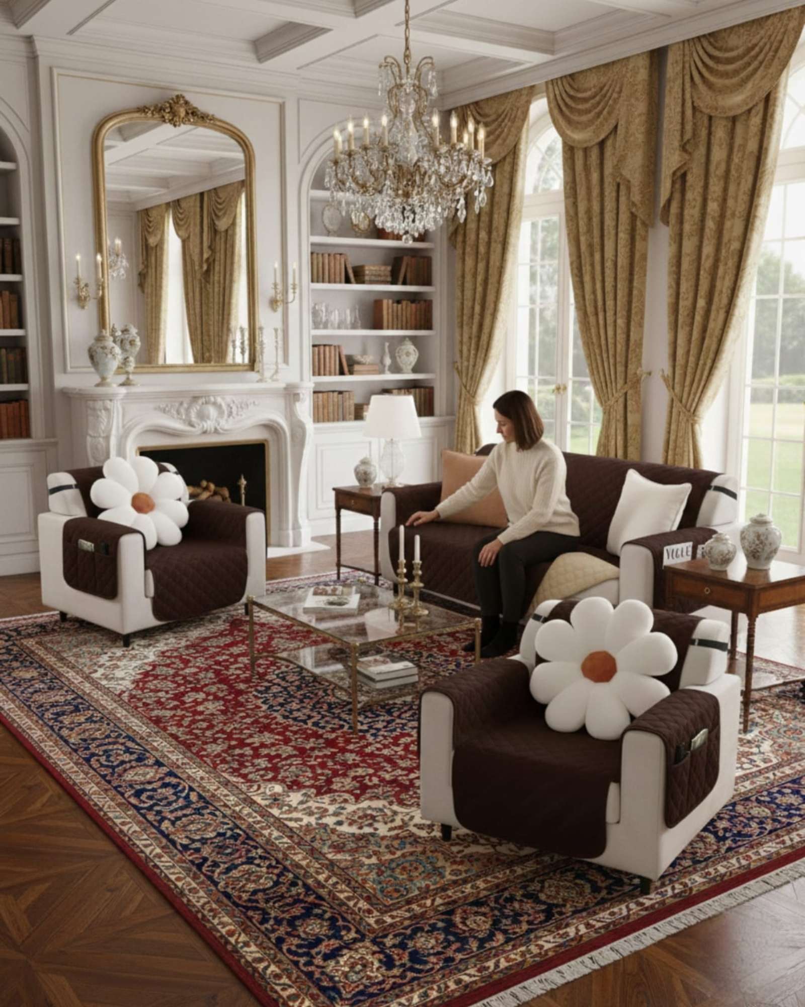 CUBRE SILLON REVERSIBLES CON BOLSAS SEST DE 3 PIEZAS 3+1+1 - 1