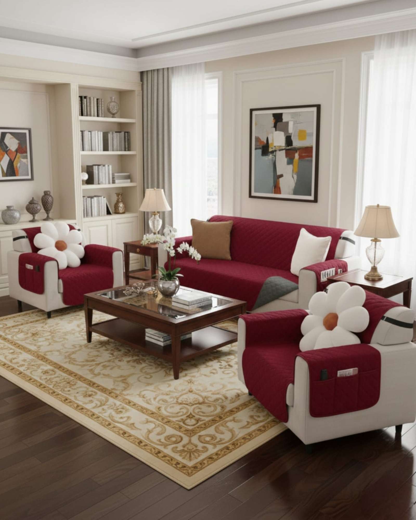 CUBRE SILLON REVERSIBLES CON BOLSAS SEST DE 3 PIEZAS 3+1+1 - 2