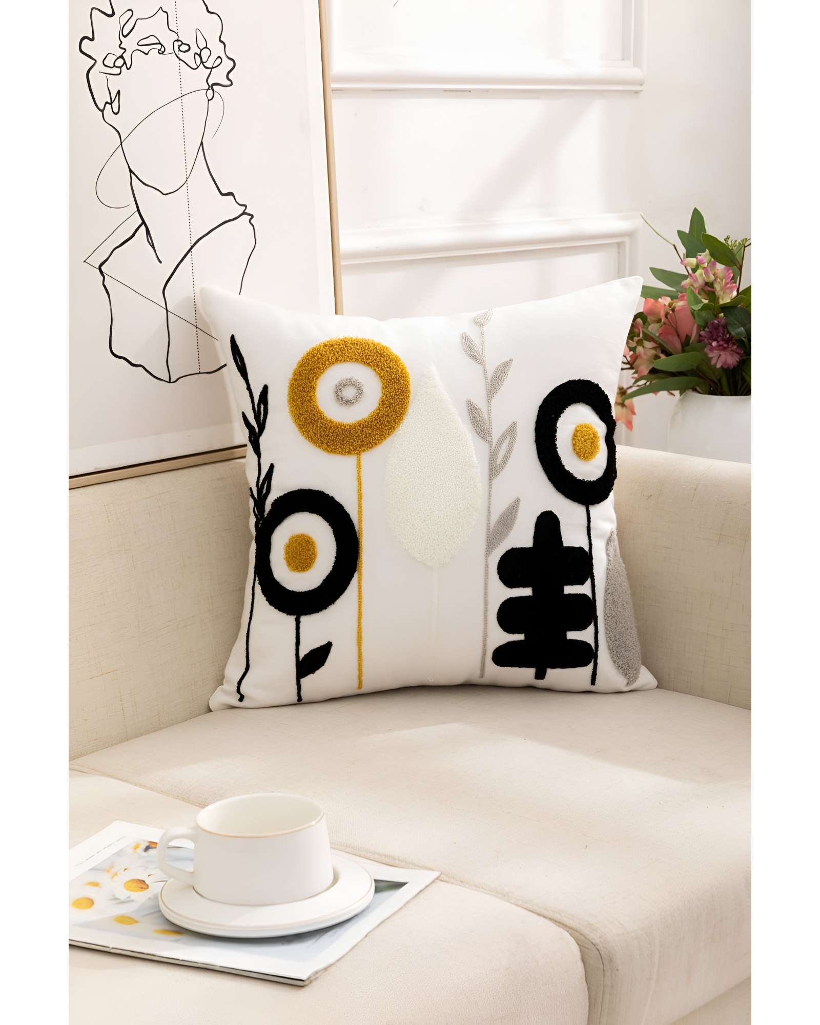 SET DE 4 FUNDAS BORDADAS 45X45 C13 - 3