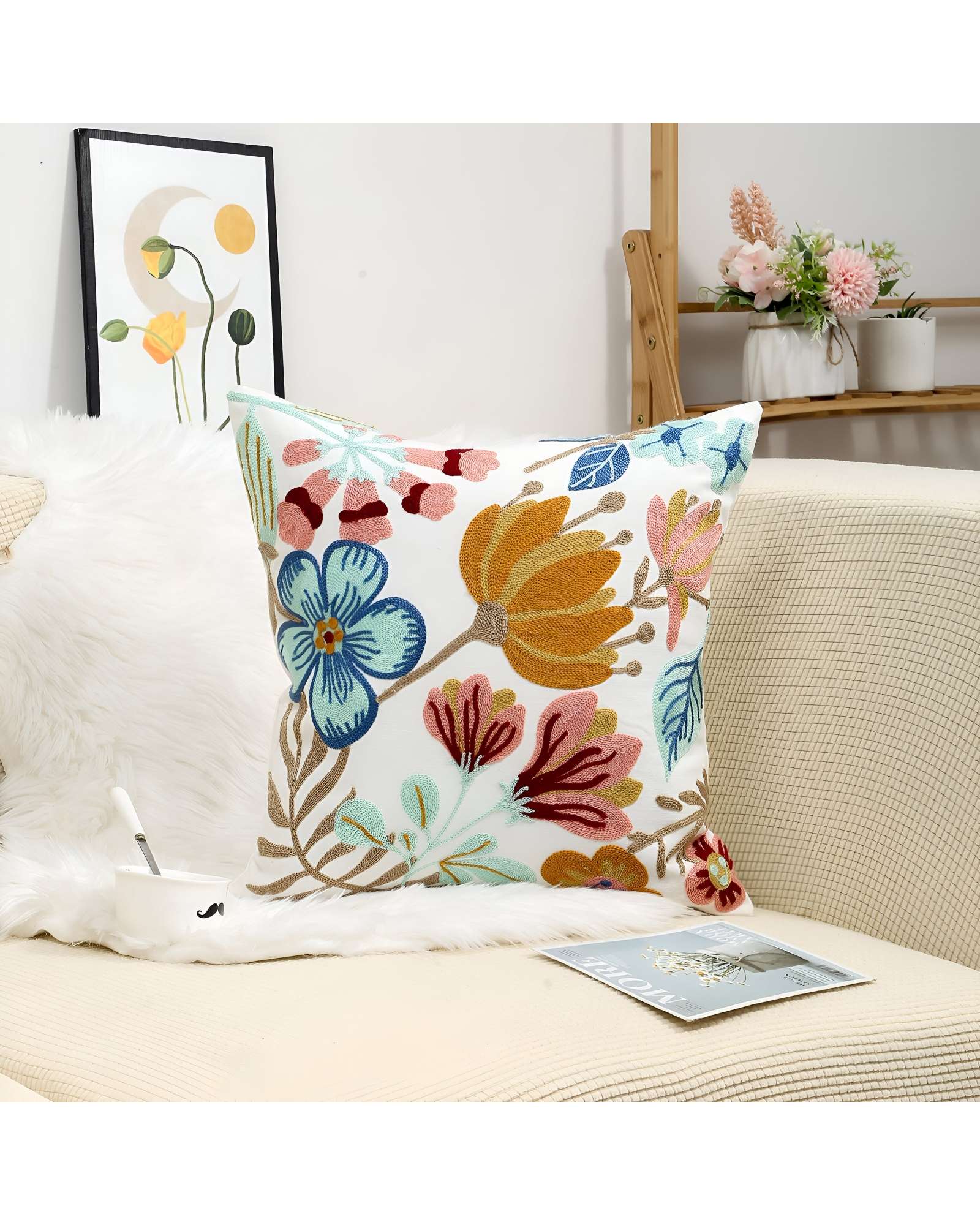 SET DE 4 FUNDAS BORDADAS 45X45 C8 - 3
