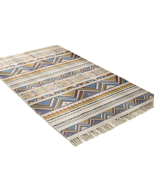 ALFOMBRA DE LINO 160 X 200 CON FLECOS ELEGANTE - 1