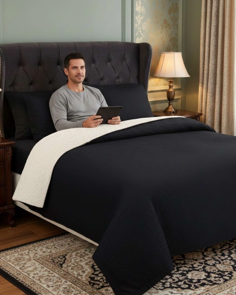 COBERTOR COLCHA QUILT SHERPA KING MEDIDA 250X270 CM - 2