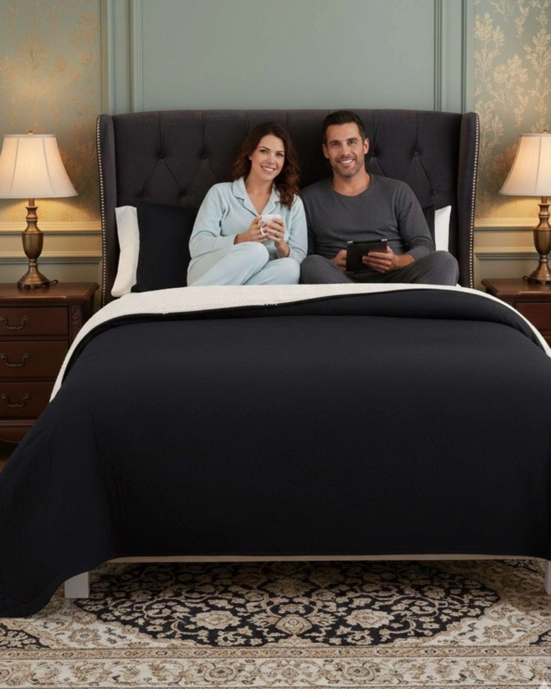 COBERTOR COLCHA QUILT SHERPA KING MEDIDA 250X270 CM - 3