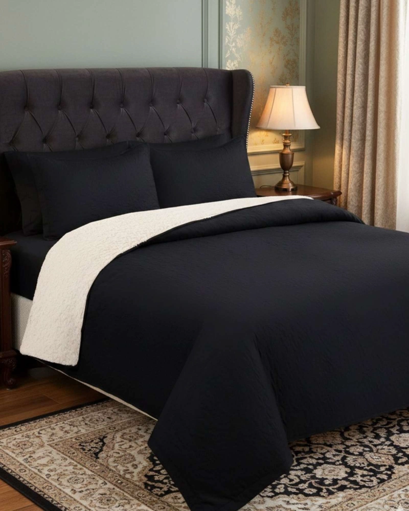 COBERTOR COLCHA QUILT SHERPA KING MEDIDA 250X270 CM - 4