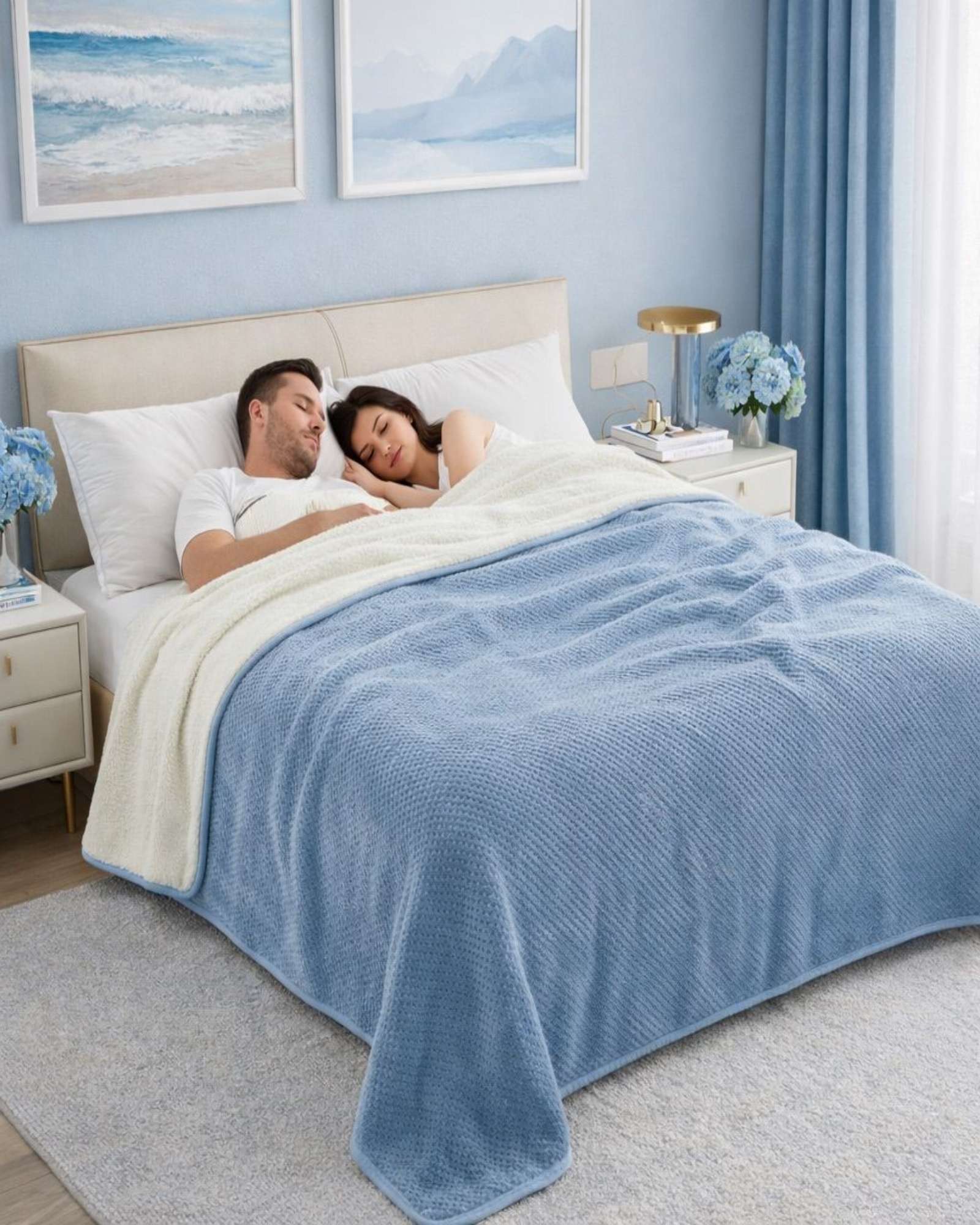 FRAZADA CON CHIPORRO KING 230X250CM CELESTE - 4