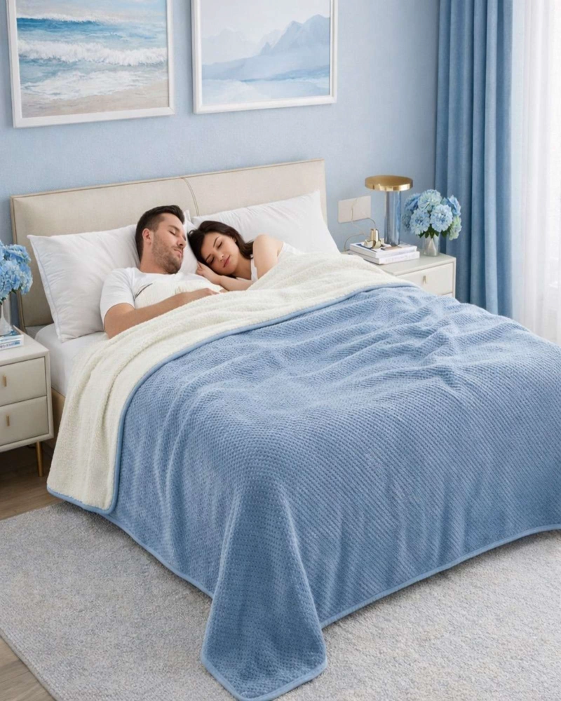 FRAZADA CON CHIPORRO 2 PLAZA 200X230CM CELESTE - 4