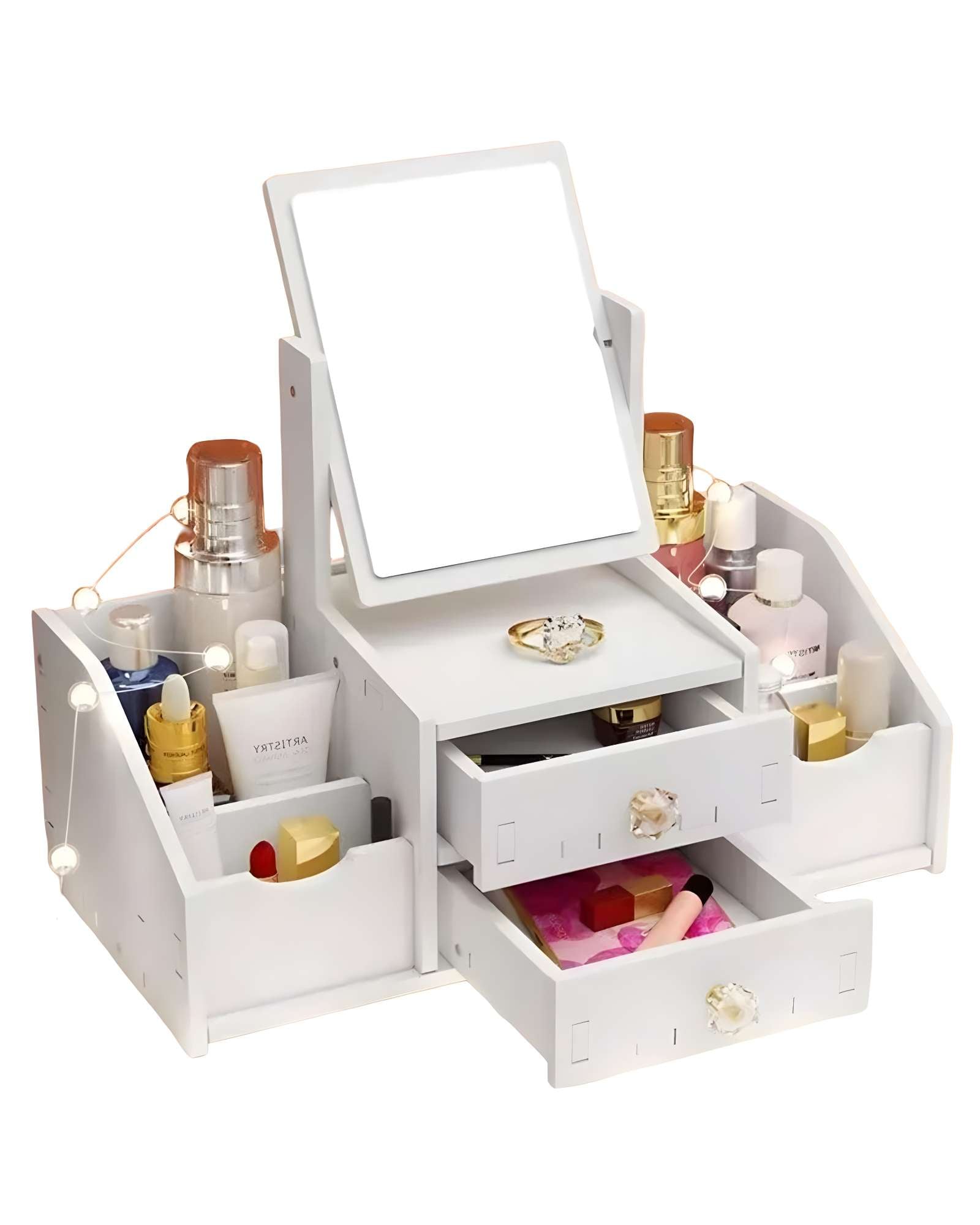 ORGANIZADOR DE MAQUILLAJE CON ESPEJO RECTANGULAR - 1