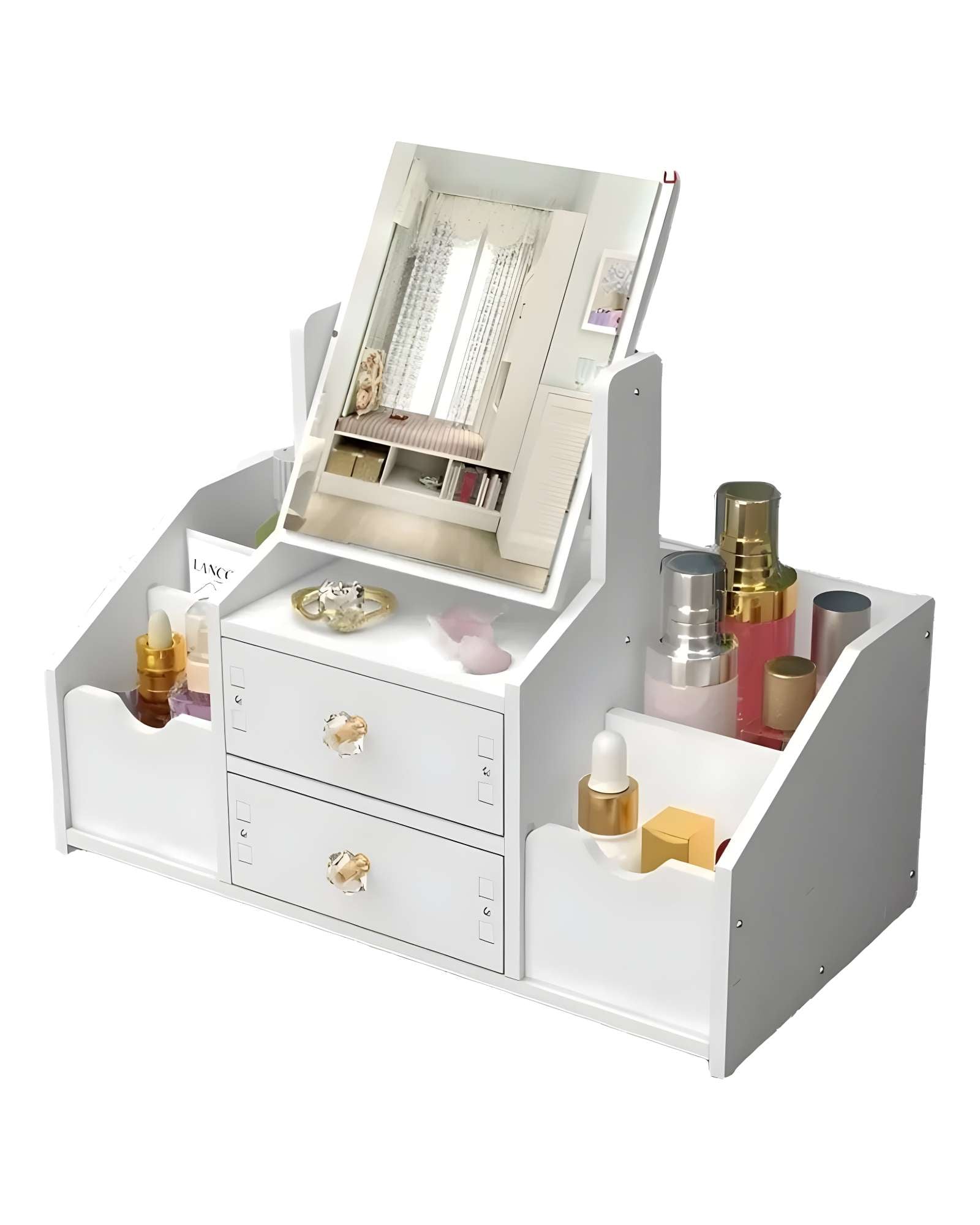 ORGANIZADOR DE MAQUILLAJE CON ESPEJO RECTANGULAR - 2
