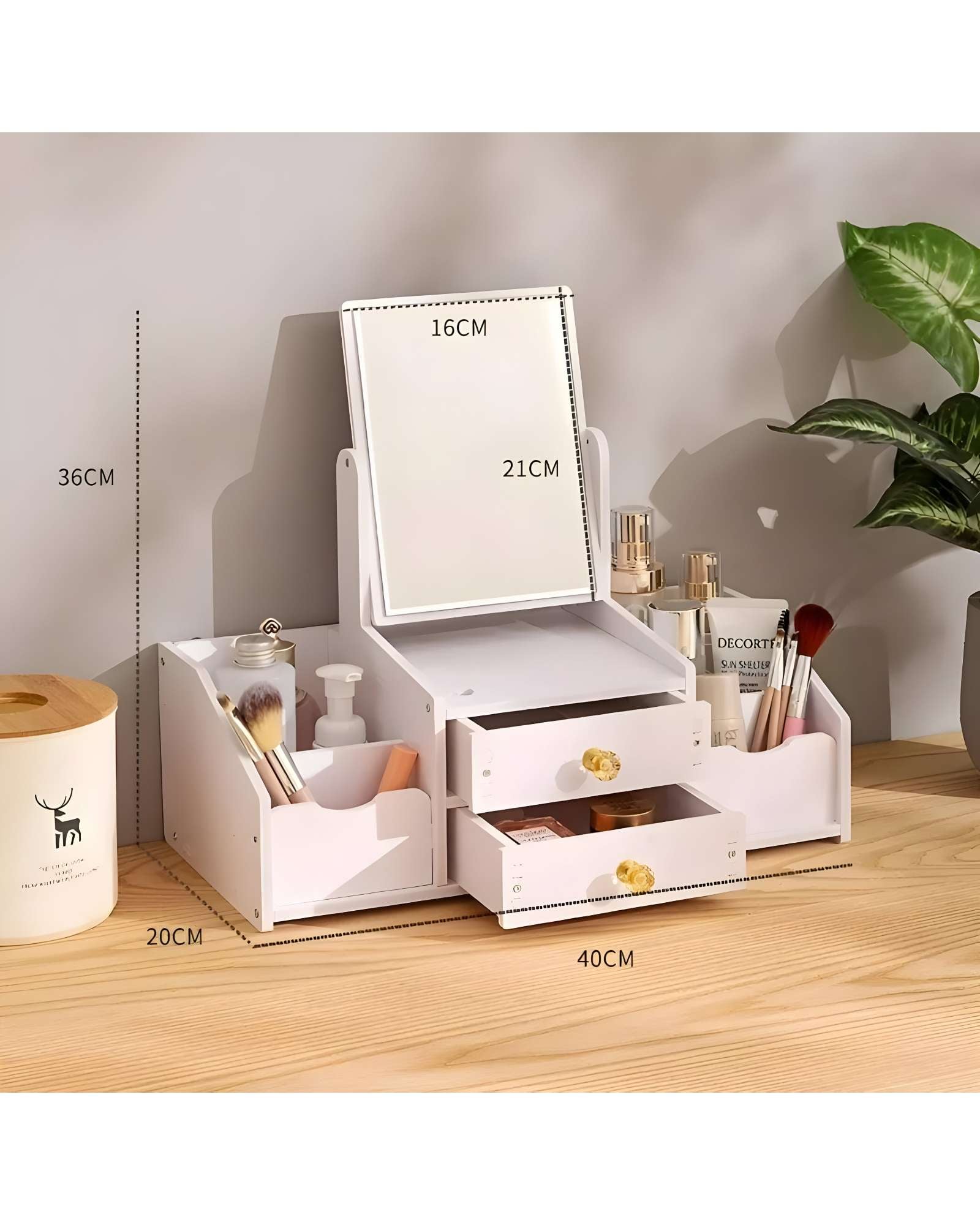 ORGANIZADOR DE MAQUILLAJE CON ESPEJO RECTANGULAR - 3