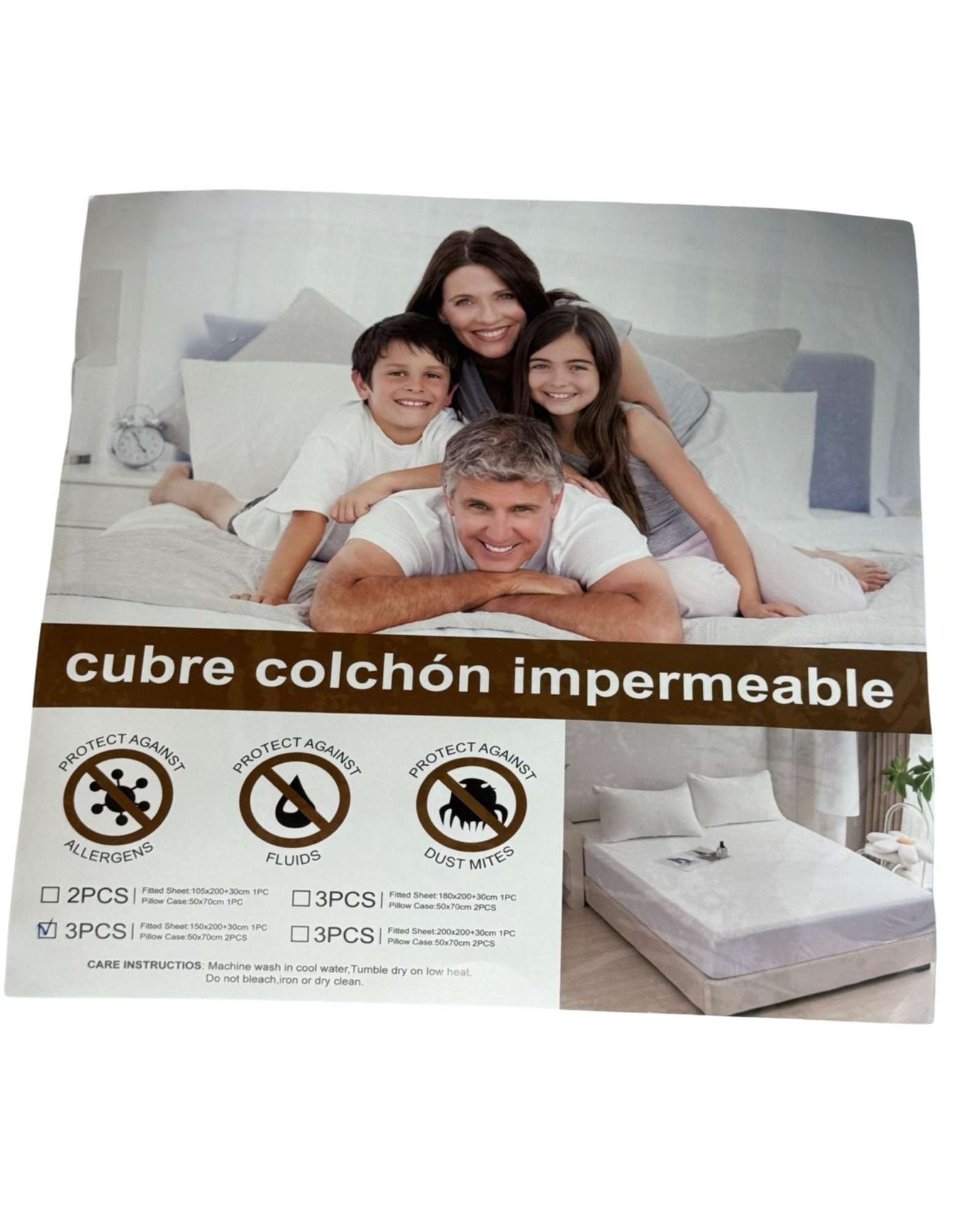 CUBRE COLCHON IMPERMEABLE PLUSH - EN COLOR NEGRO - 2 PLAZAS - 3