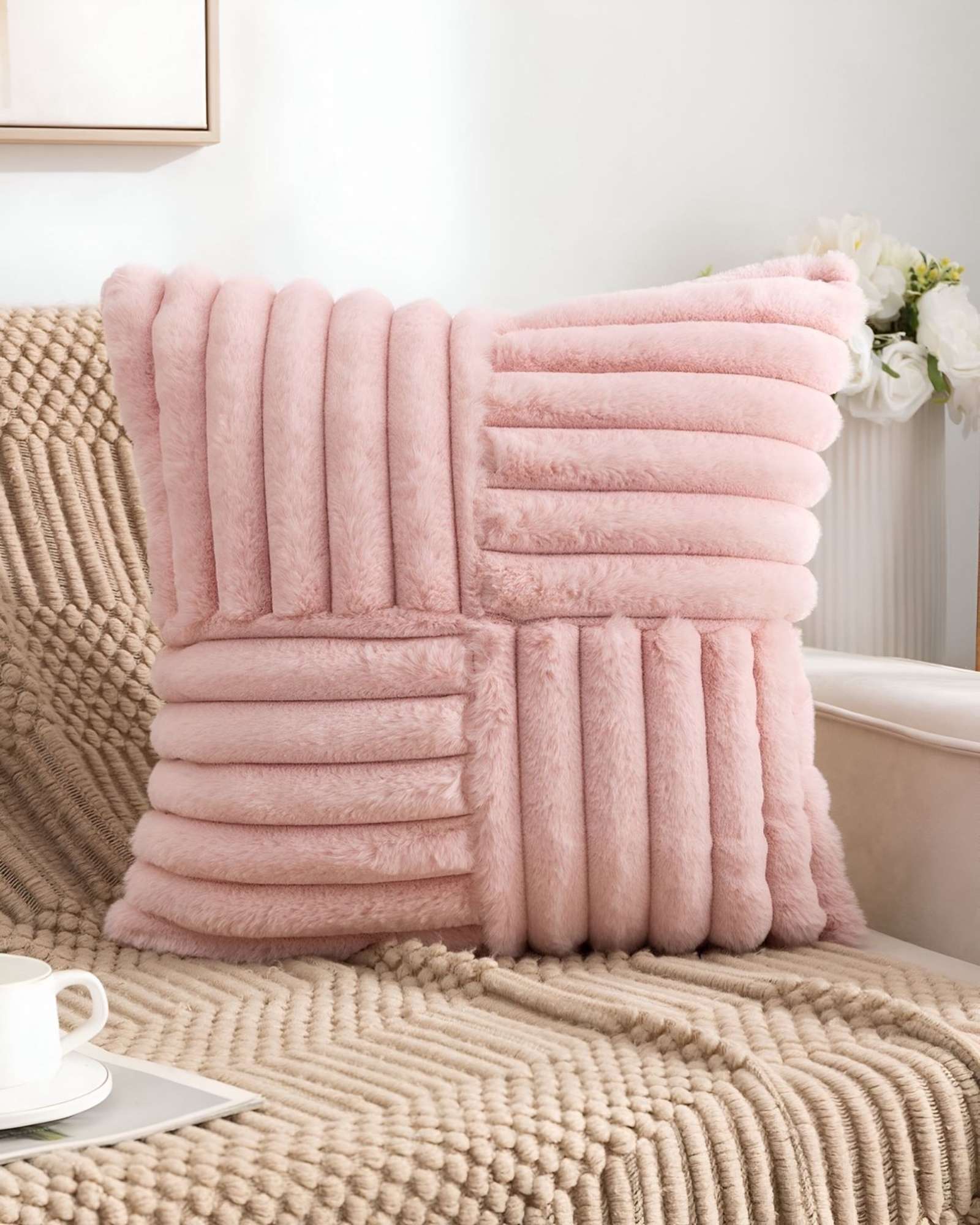 PACK DE 2 FUNDAS PELUDA EMPALMADA ROSA - 3