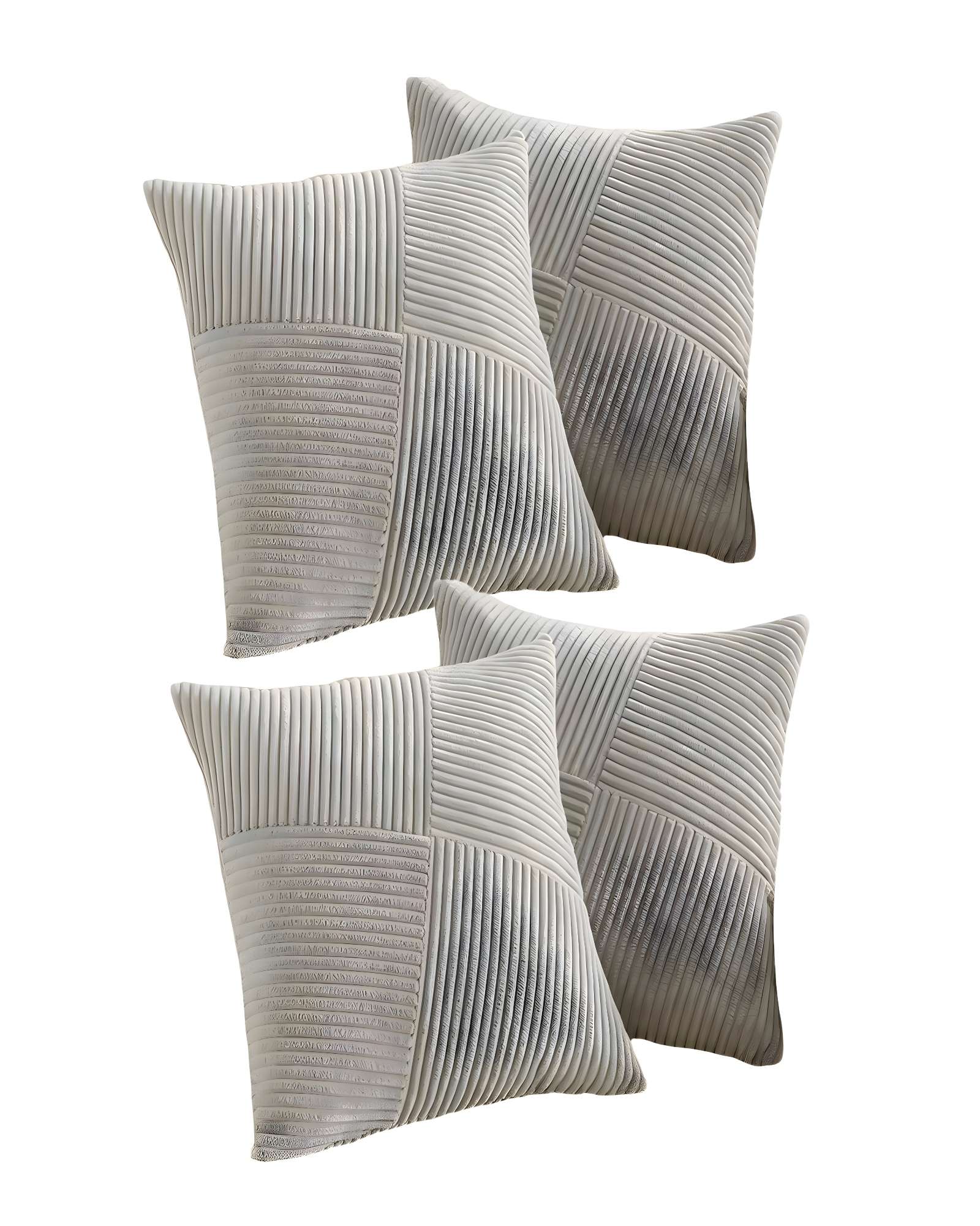 PACK DE 4 FUNDAS DE COJIN FELPA GRIS - 1