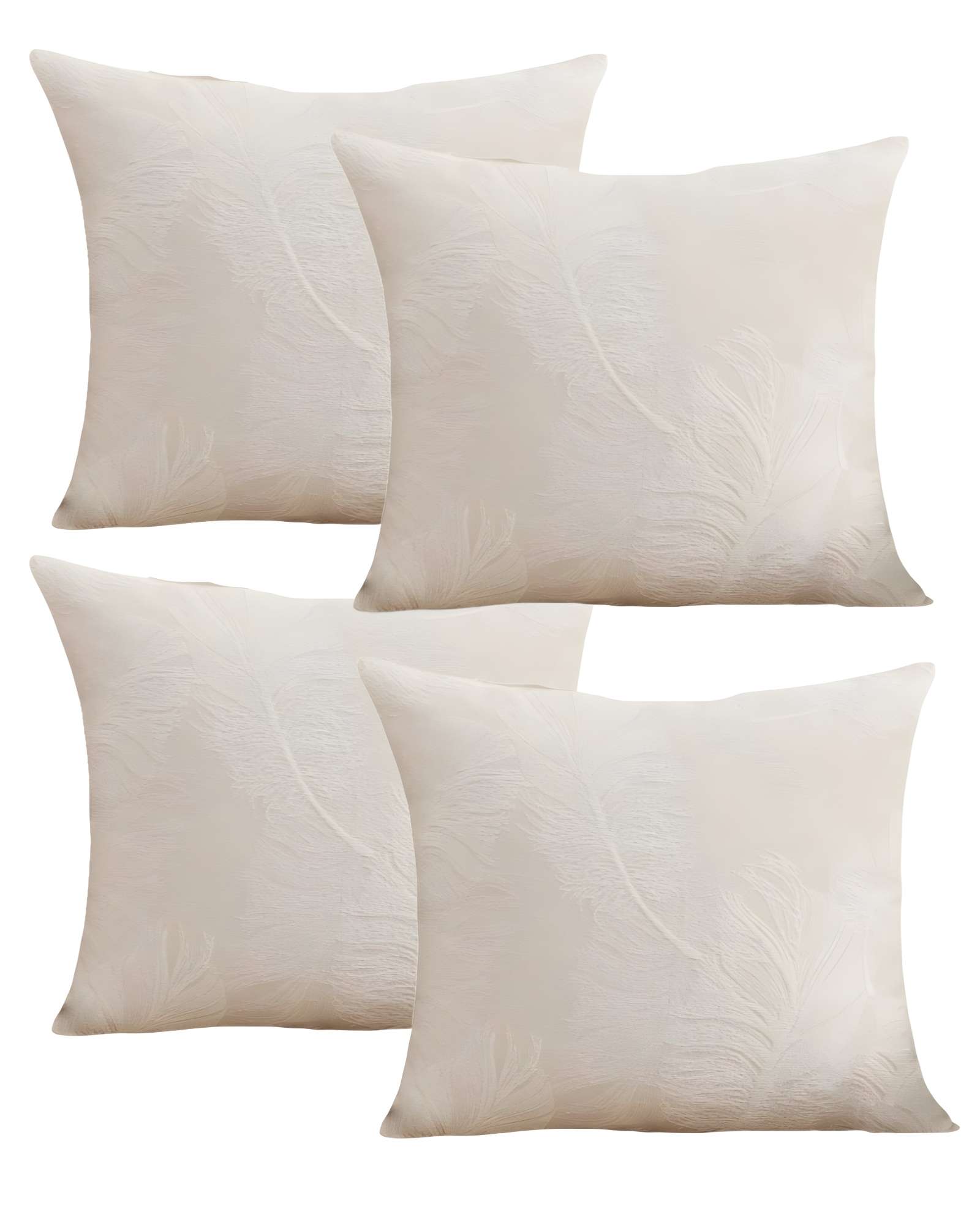 PACK DE 4 FUNDAS DE COJIN DE HOJAS EN COLOR BLANCO - 2