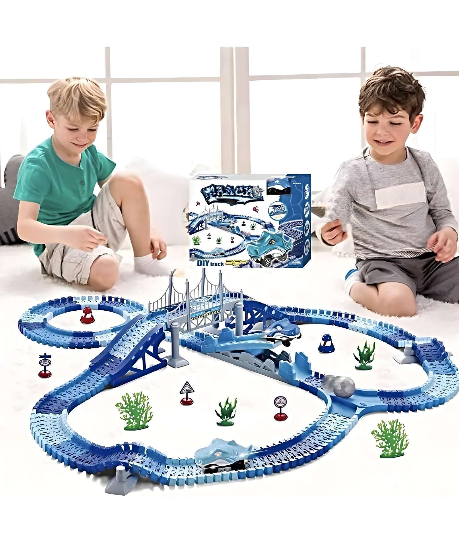 PISTA DE AUTO TIBURÓN SHARK ELECTRICA PARA NIÑOS - 5