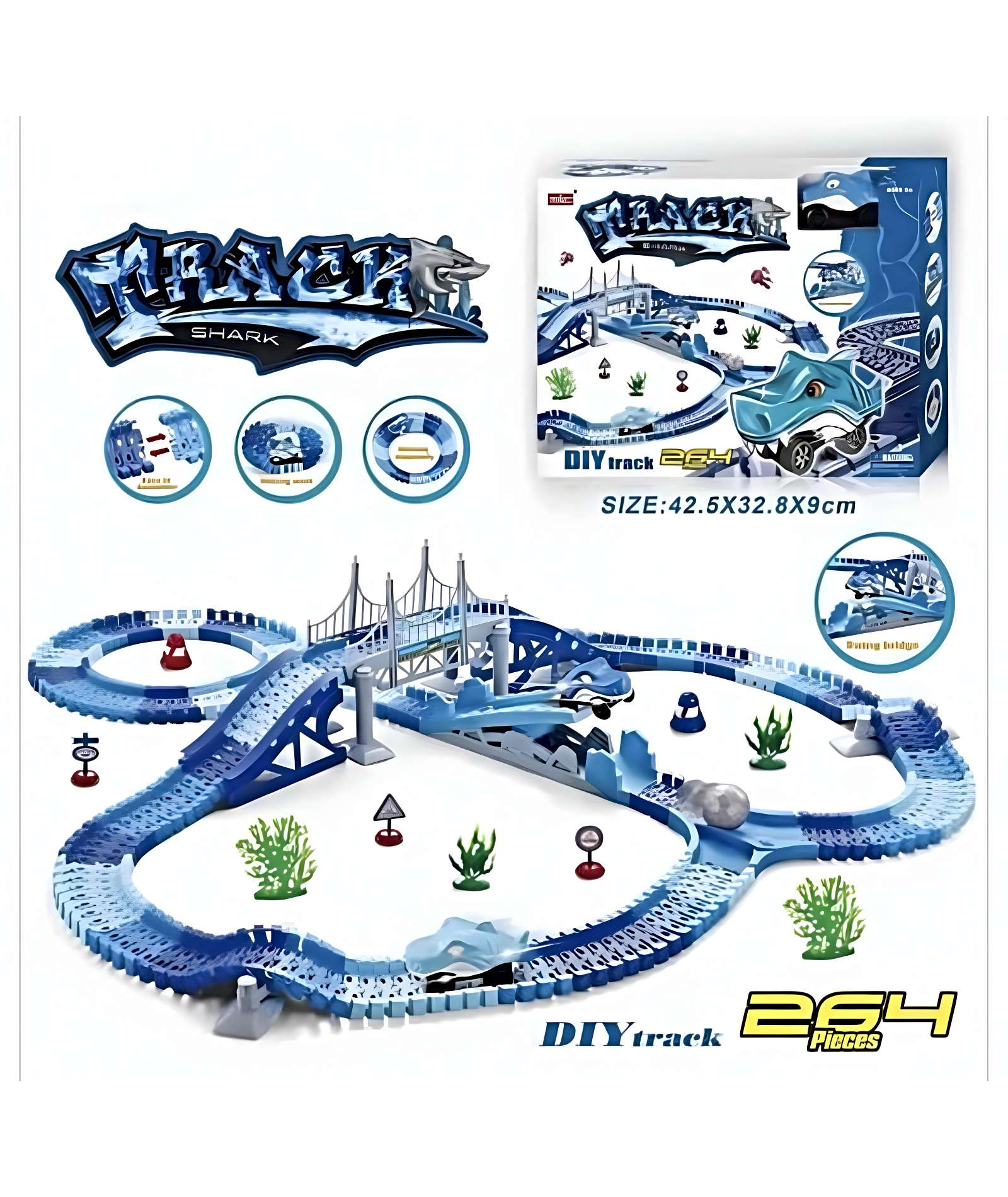 PISTA DE AUTO TIBURÓN SHARK ELECTRICA PARA NIÑOS - 6
