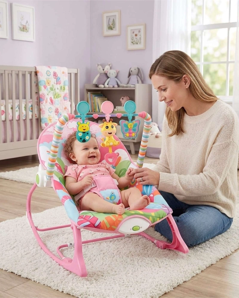 SILLA NIDO MECEDORA DE BEBE CON SISTEMA DE VIBRACION ROSA - 5
