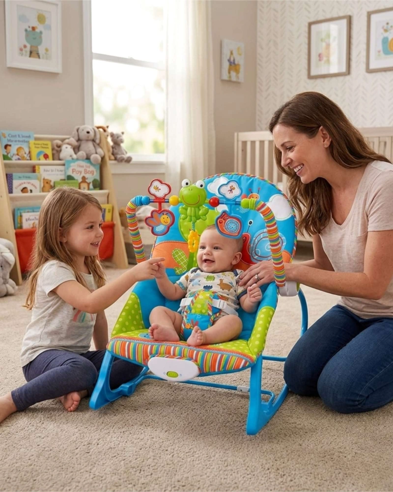 SILLA NIDO MECEDORA DE BEBE CON SISTEMA DE VIBRACION AZUL - 2